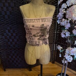 Urban Outfitters Blush Pink Amour Tour Cowboy Boot Tube Top sz Small NWT SUMMER